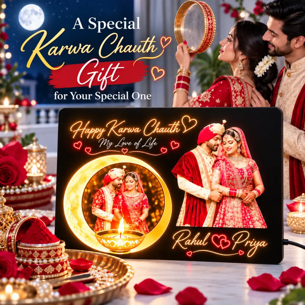 Personalized Karwa Chauth LED Photo Lamp |