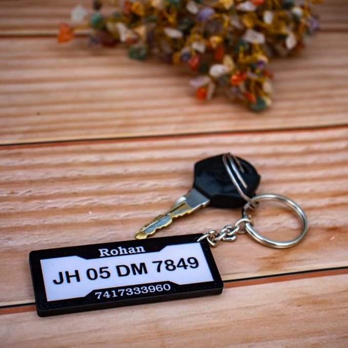 Customized Sublimation Bike & Car Number Plate Keychain - 2