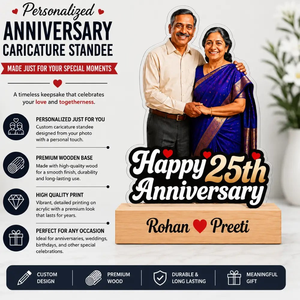 Custom 25th Anniversary Couple Caricature