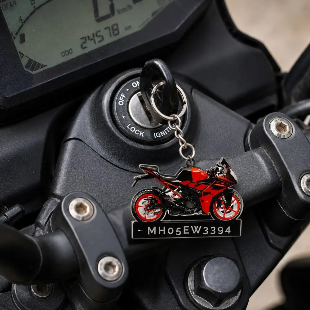 Customized Bike keychain with photo and number