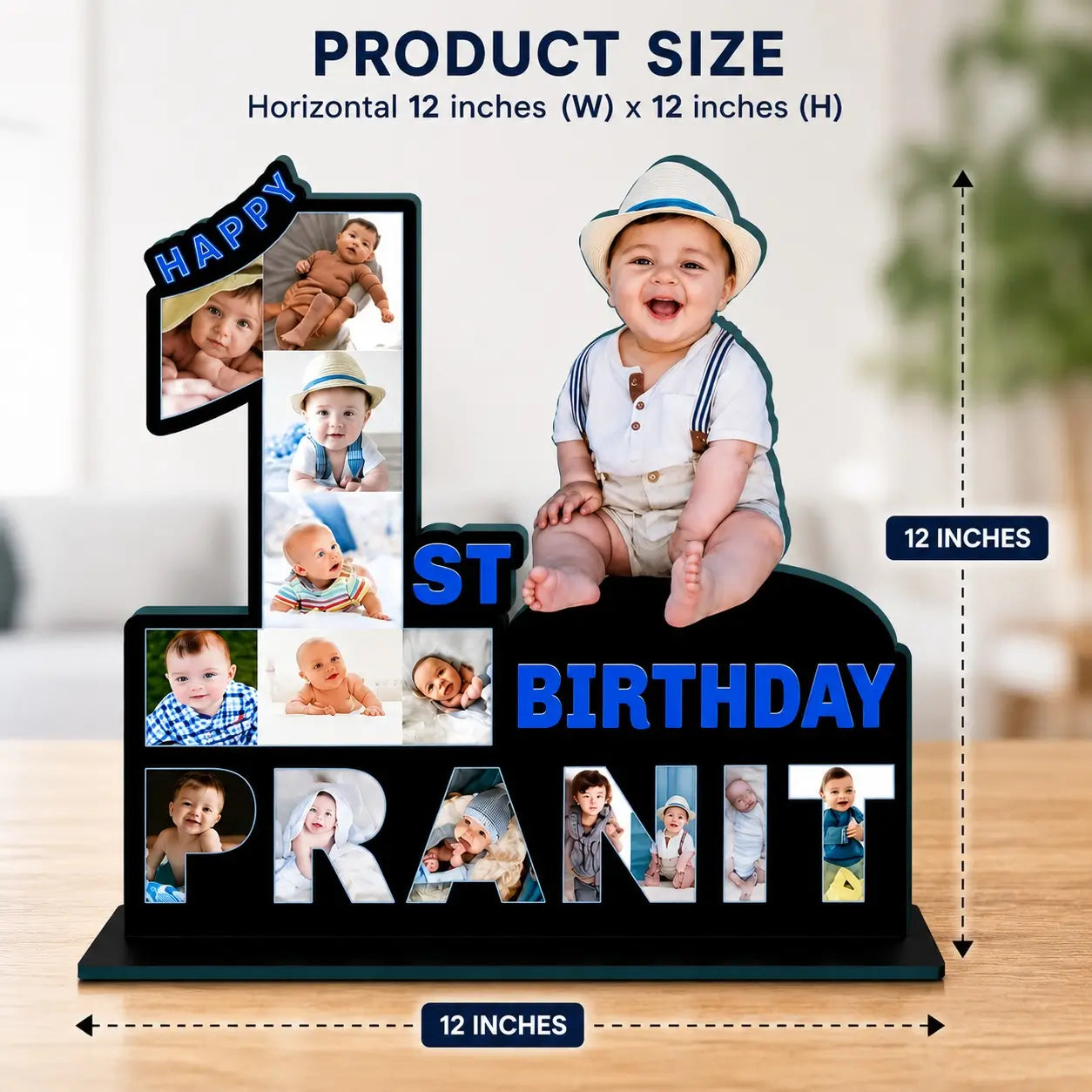 Customized kids 1st Birthday Frame with Name & Photos