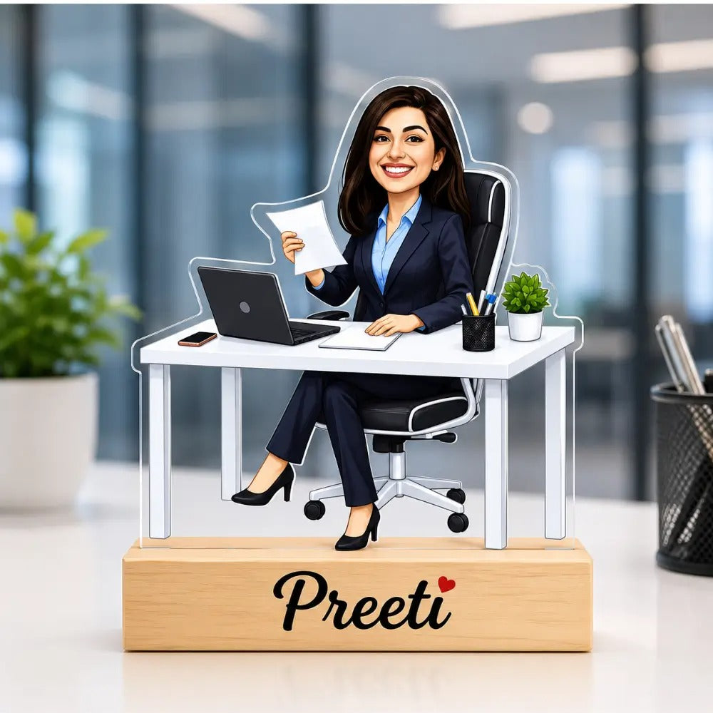 Office Girl Desk Caricature