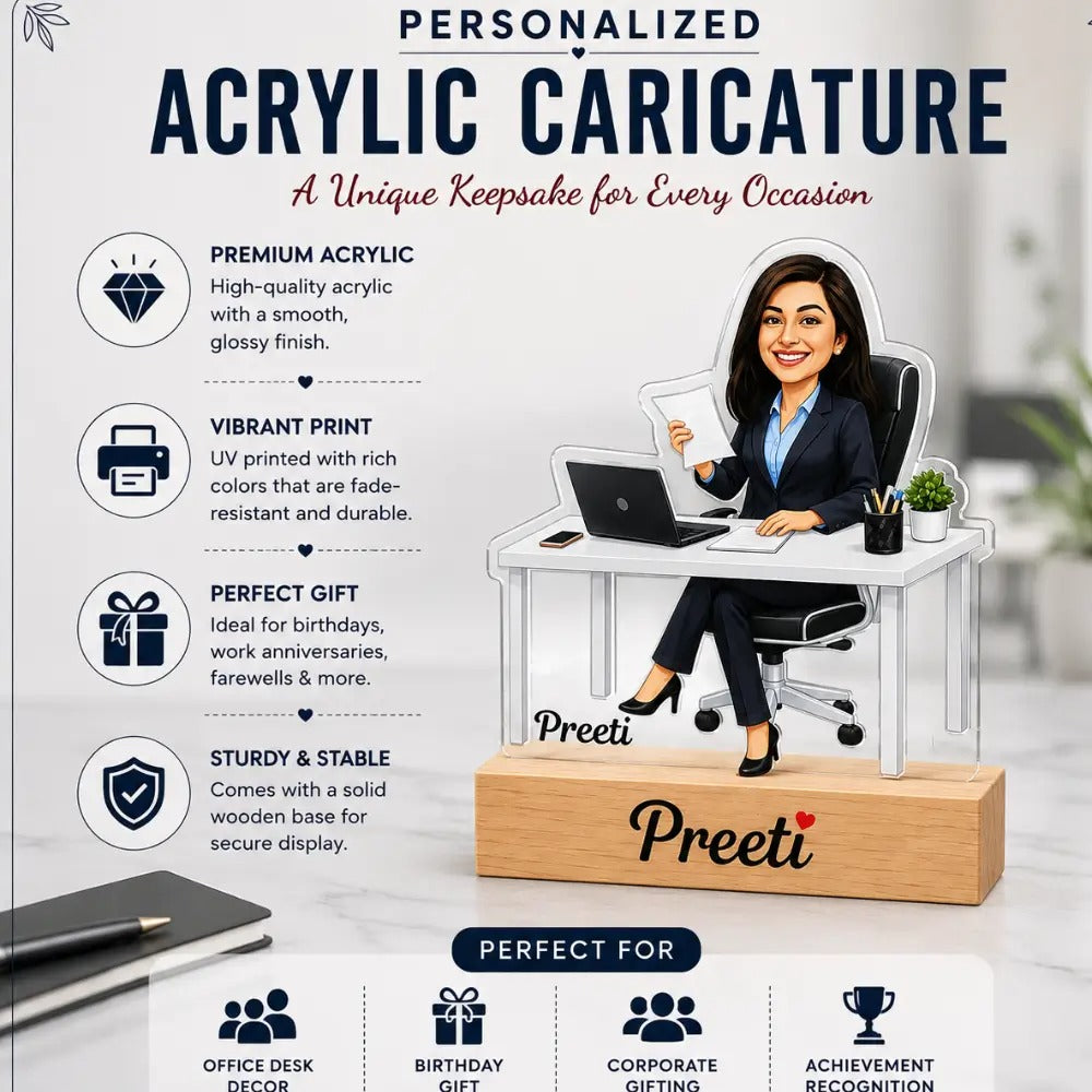 Office Girl Desk Caricature