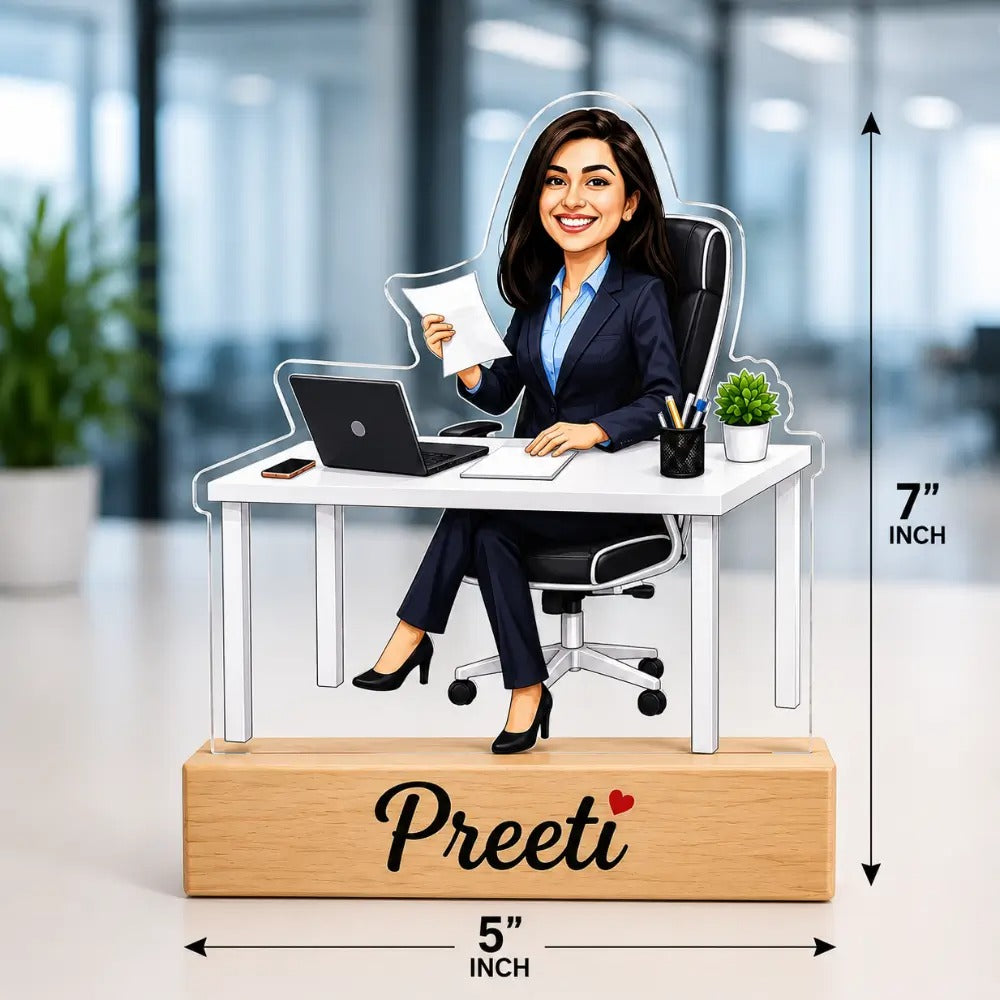 Office Girl Desk Caricature