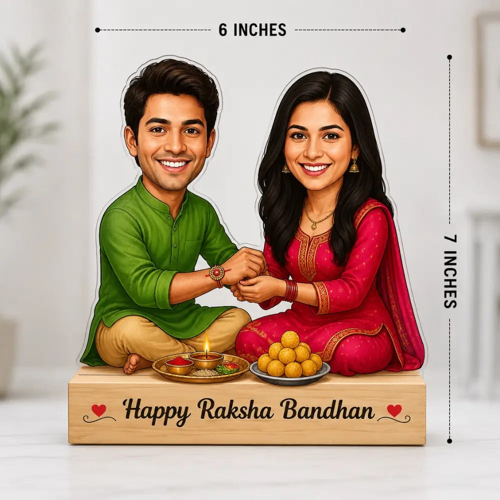 Custom Brother-Sister Rakhi Caricature Standee-Mera Pyara Bhai