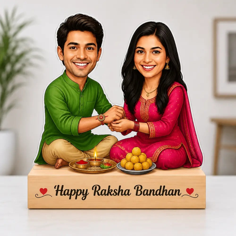 Custom Brother-Sister Rakhi Caricature Standee-Mera Pyara Bhai
