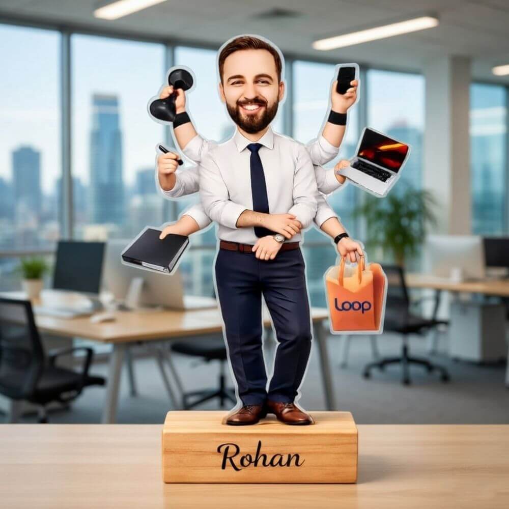 Personalized Multi-Tasking Man Caricature - 2