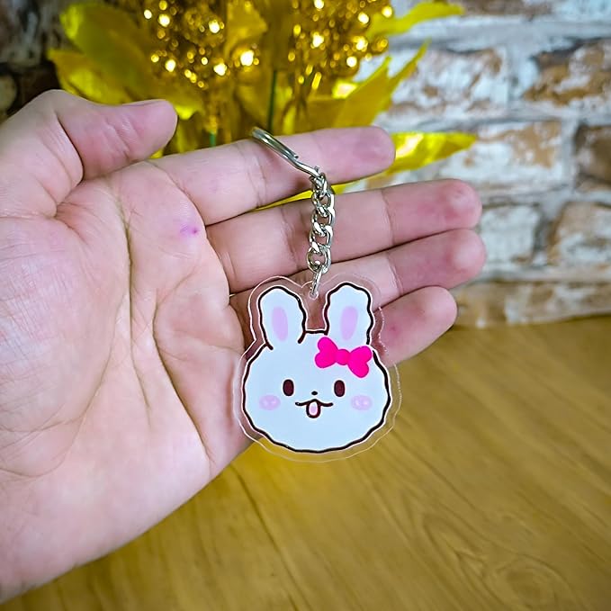 Cute rabbit acrylic keychain - 3