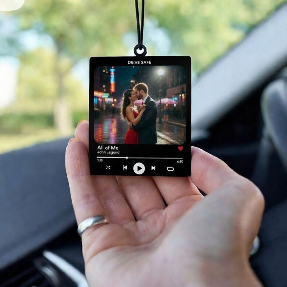 Personalized Spotify Photo Car Hanging with Song & Name - 2