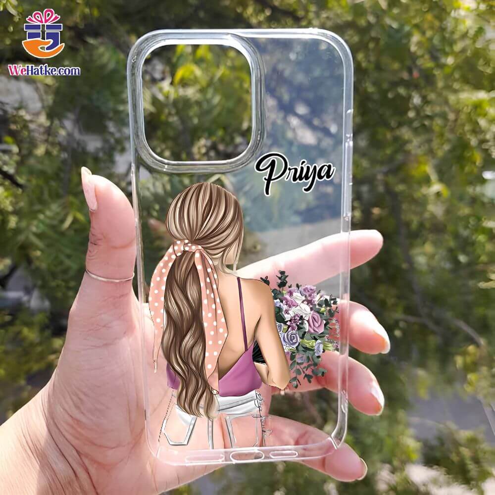 Customized Back Case For Girl With Flowers - 2