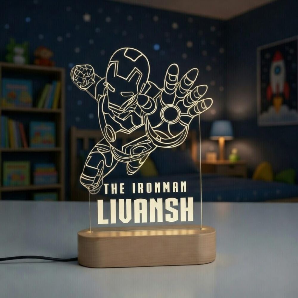 Personalized Iron Man LED Lamp with Name
