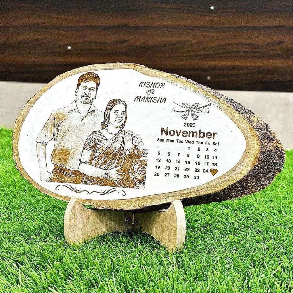 Wooden Photo Calendar Plaque for Parents Anniversary