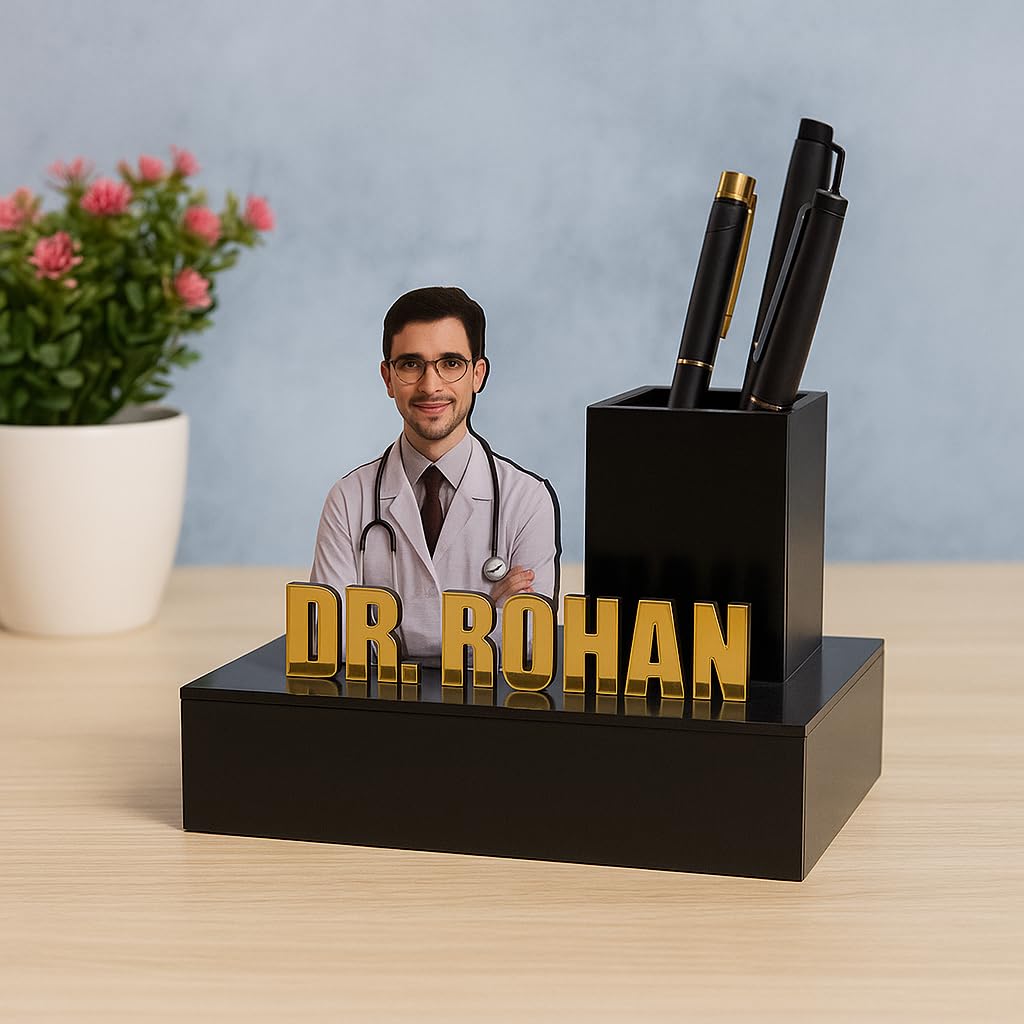 Doctor Name Pen Stand with Photo