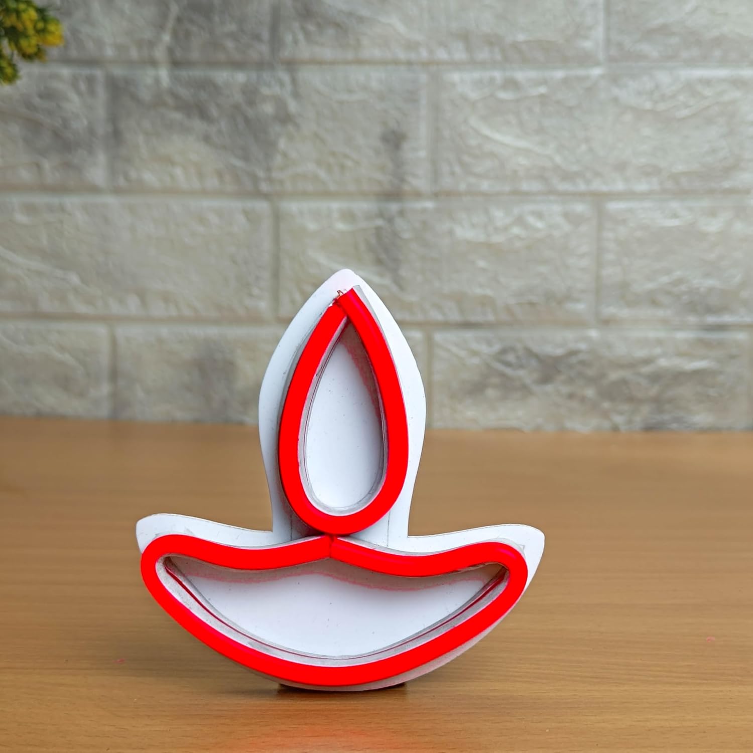 Diwali Special Red and White Diya Neon Light - 2