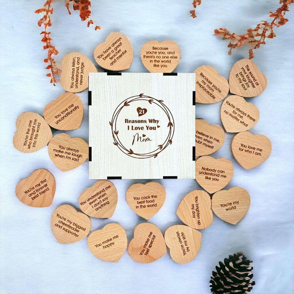 21 Reasons Why I Love You Mom Wooden Gift Box