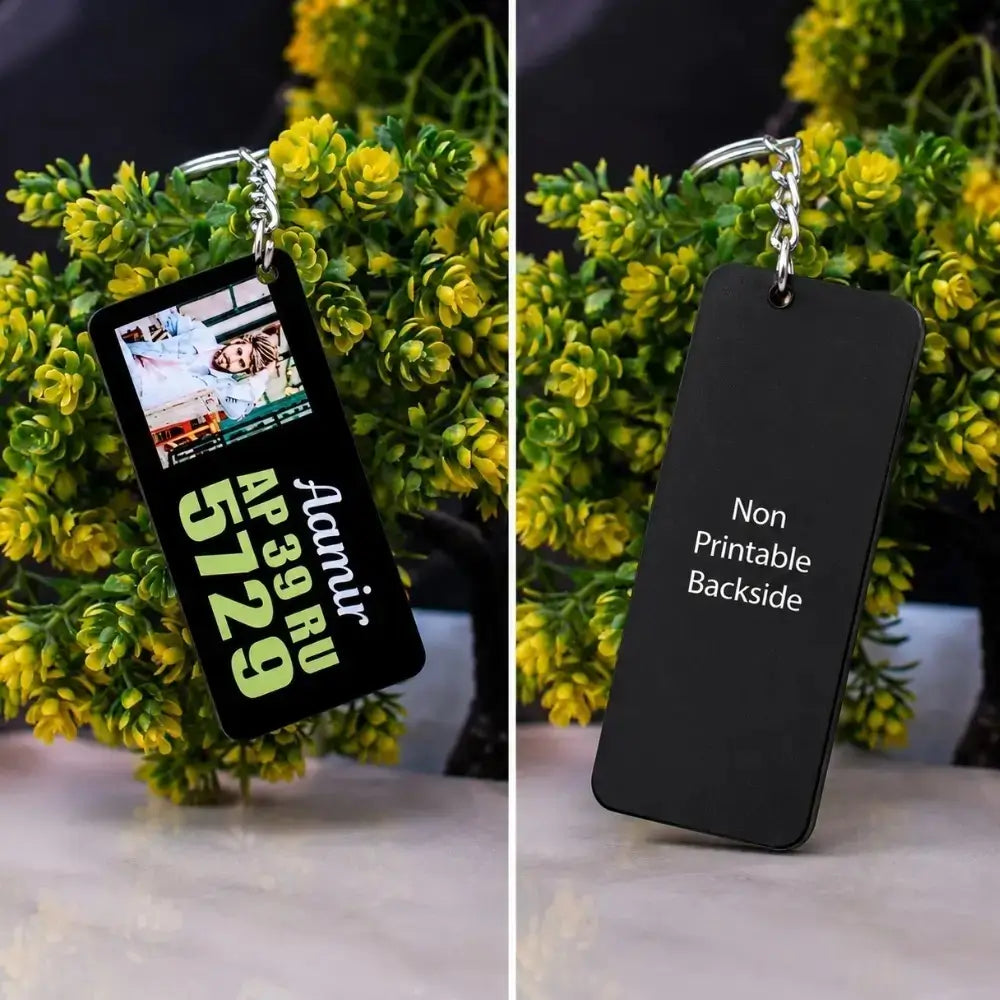 Customized Sublimation Bike & Car Number Plate Keychain With Photo