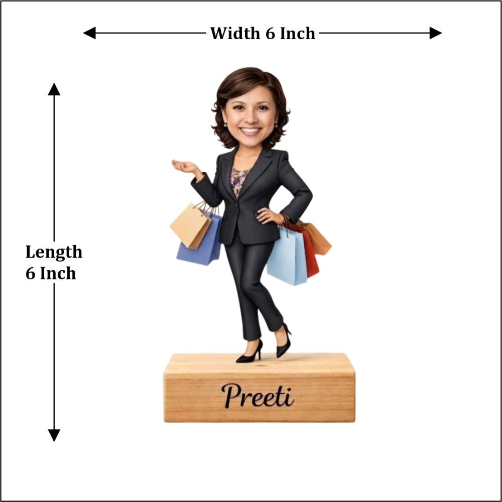 Personalized Female Caricature Wooden Standee - 6