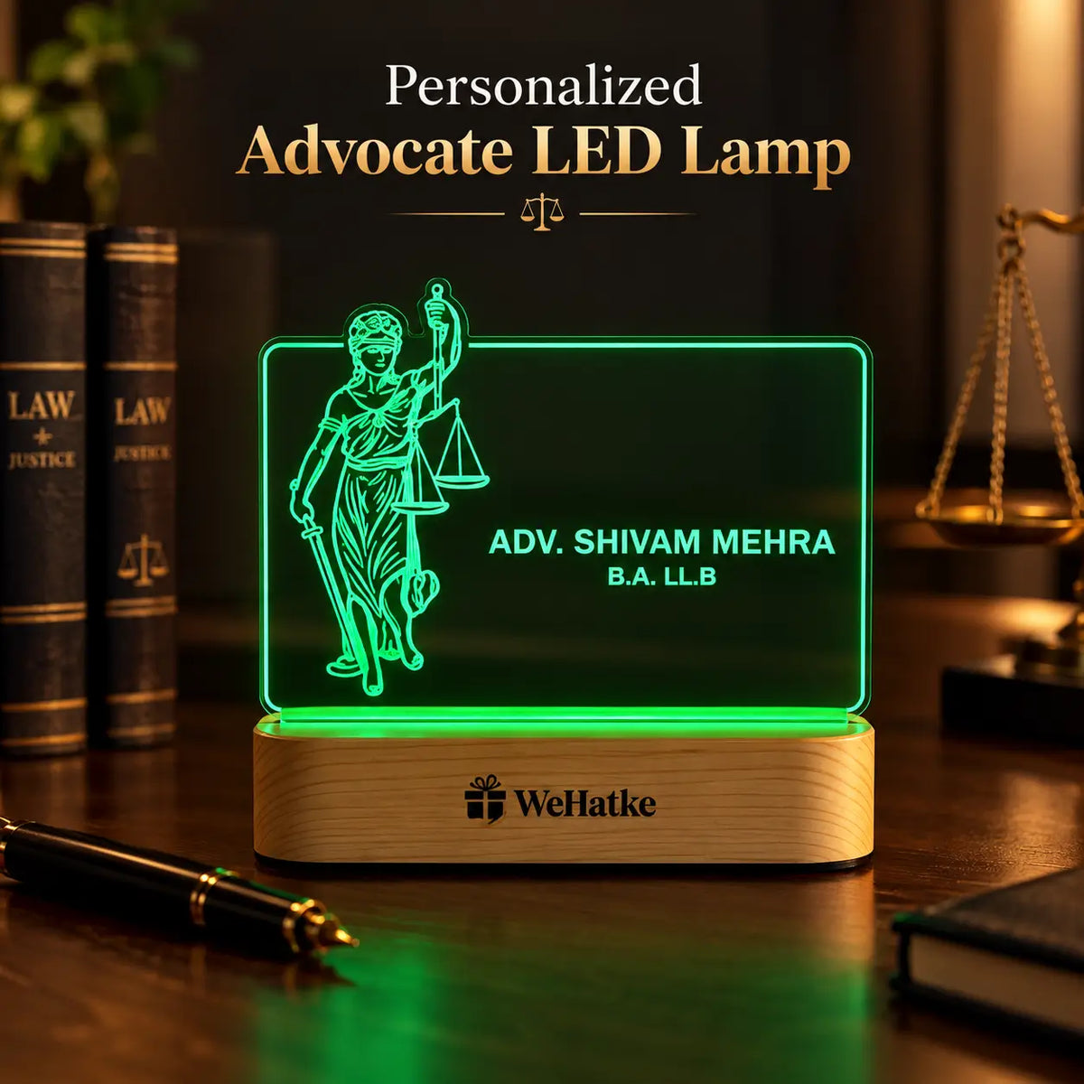 Custom Lawyer Nameplate & Legal Office Desk Gift.