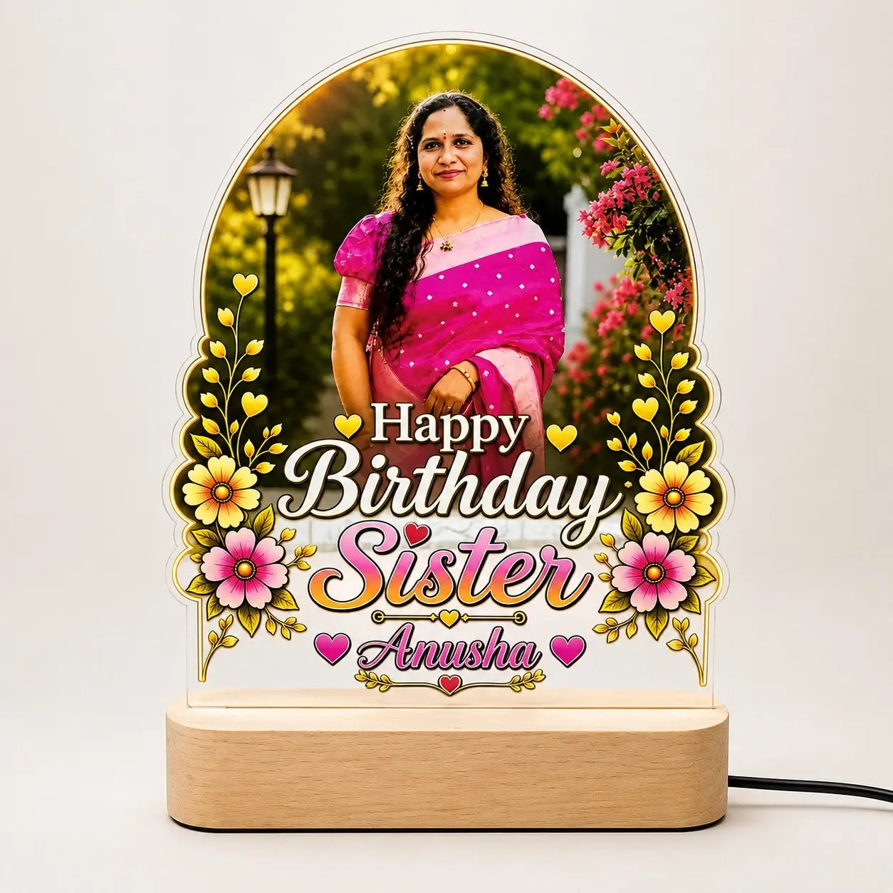 Personalized Birthday LED Lamp for Sister |
