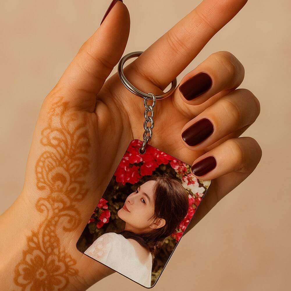 Custom MDF Photo & QR Code Keychain - 3