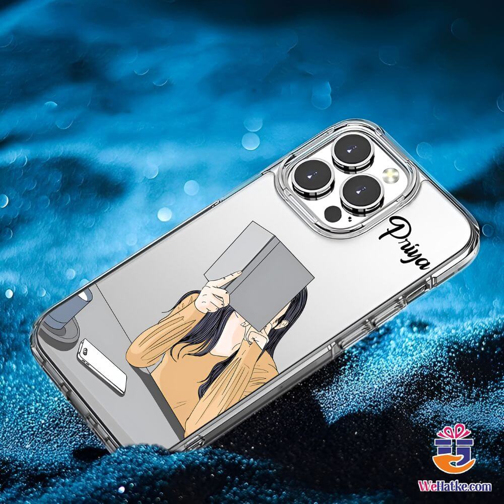 Customized Back Case For Girl With Book And Phone - 2