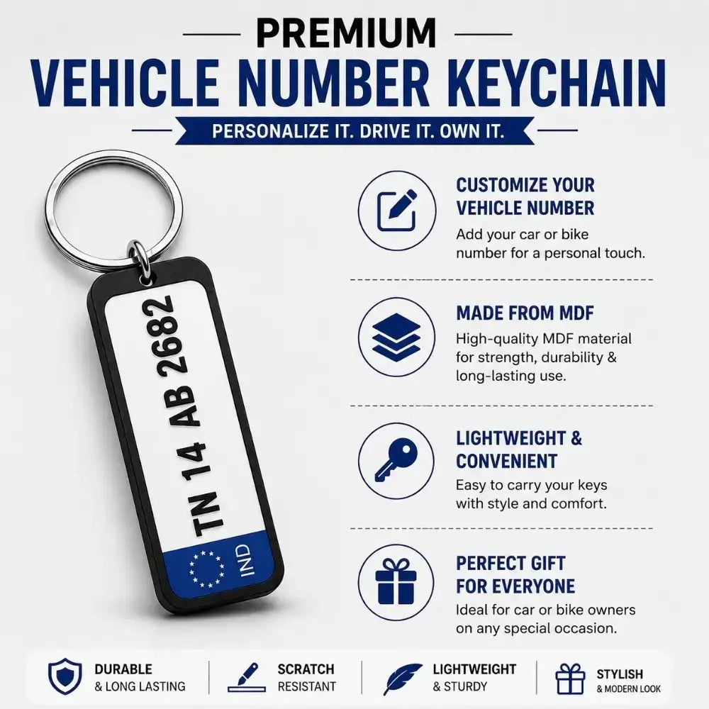 Customized Sublimation Bike & Car Number Plate Keychain