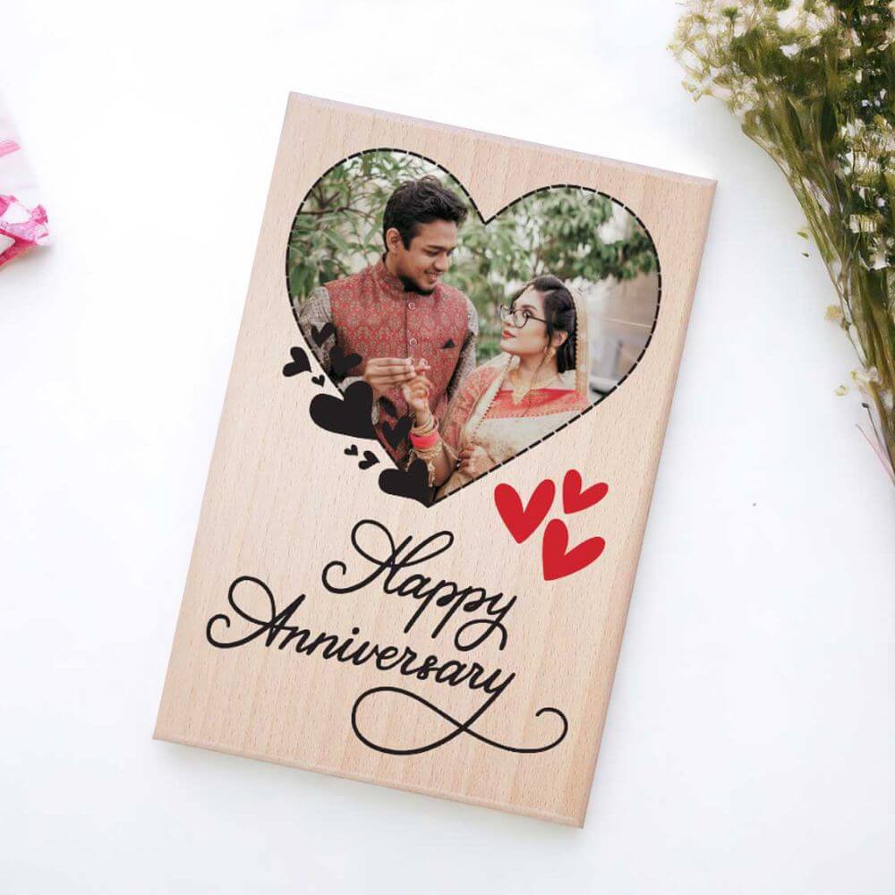 Personalized Wooden Heart Photo Frame for Anniversary Gift - 4