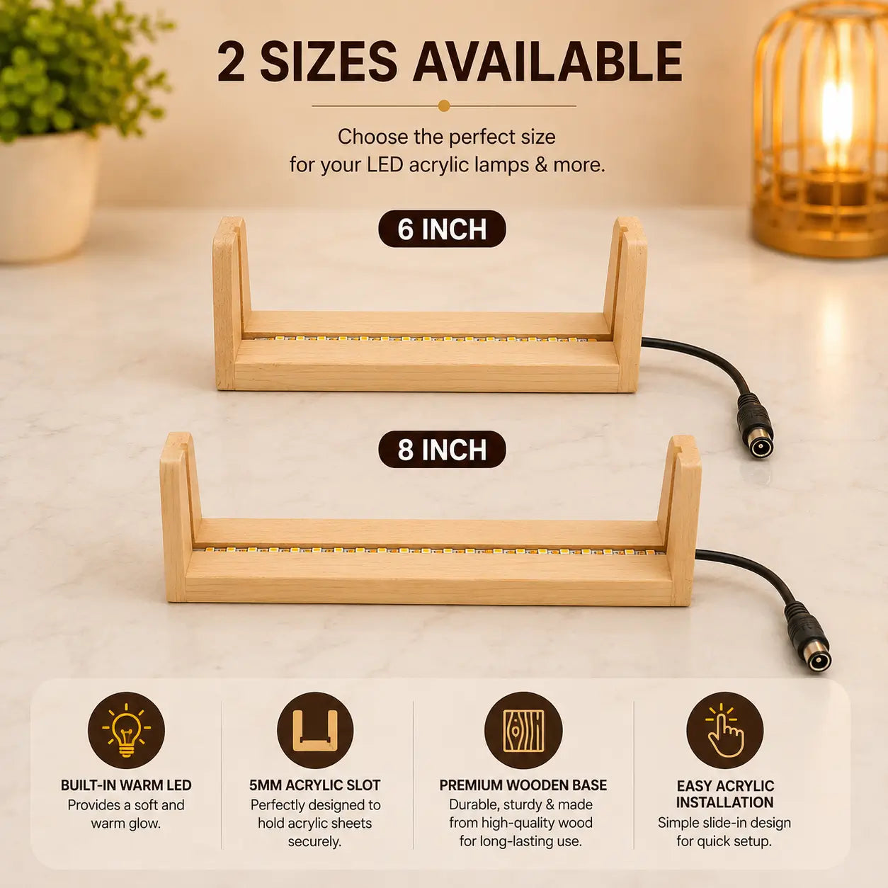 U-Type Wooden LED Base