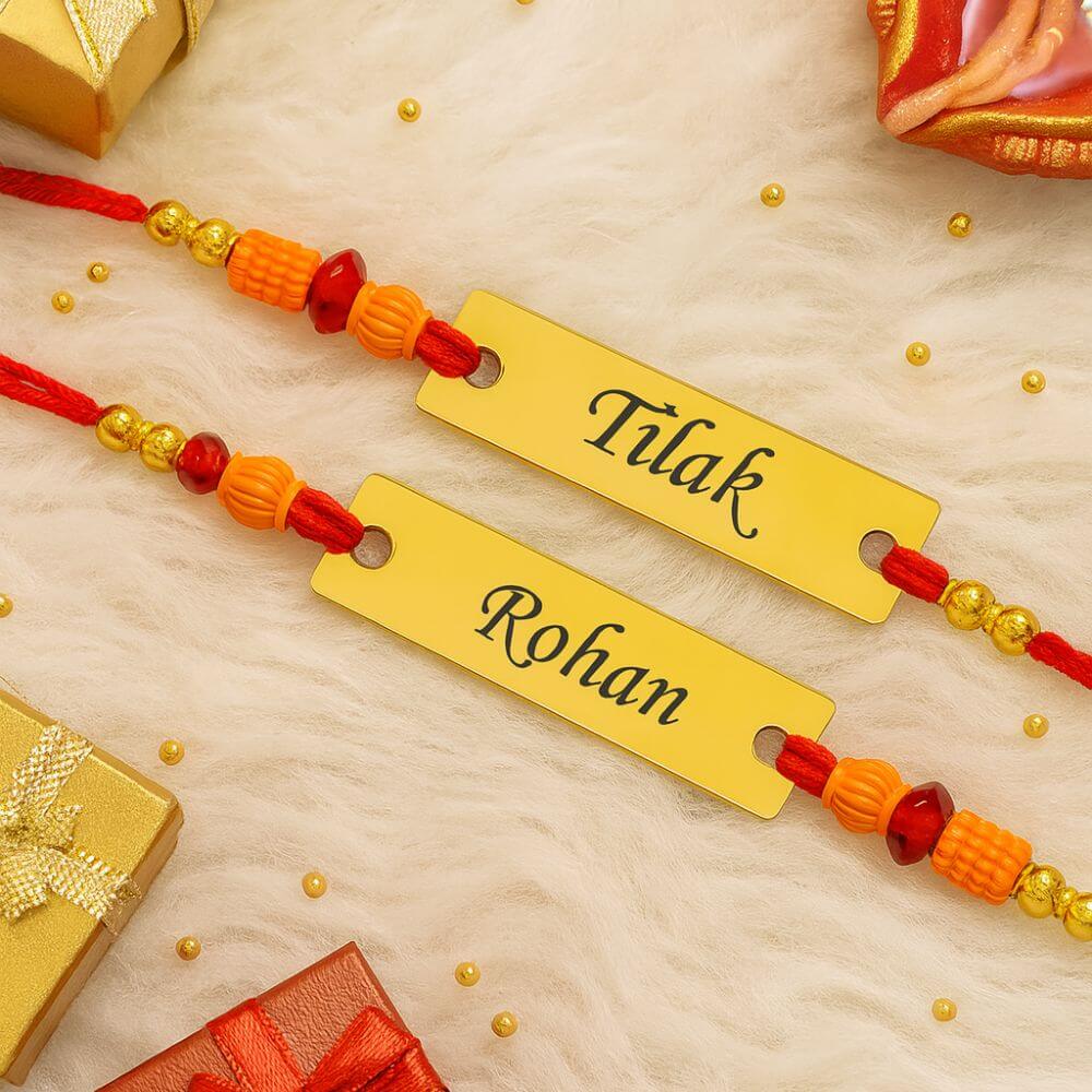Metal Rakhi With Name Engrave - 2