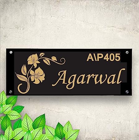 Personalized Acrylic Door Name Plates With Golden Letter's - 2