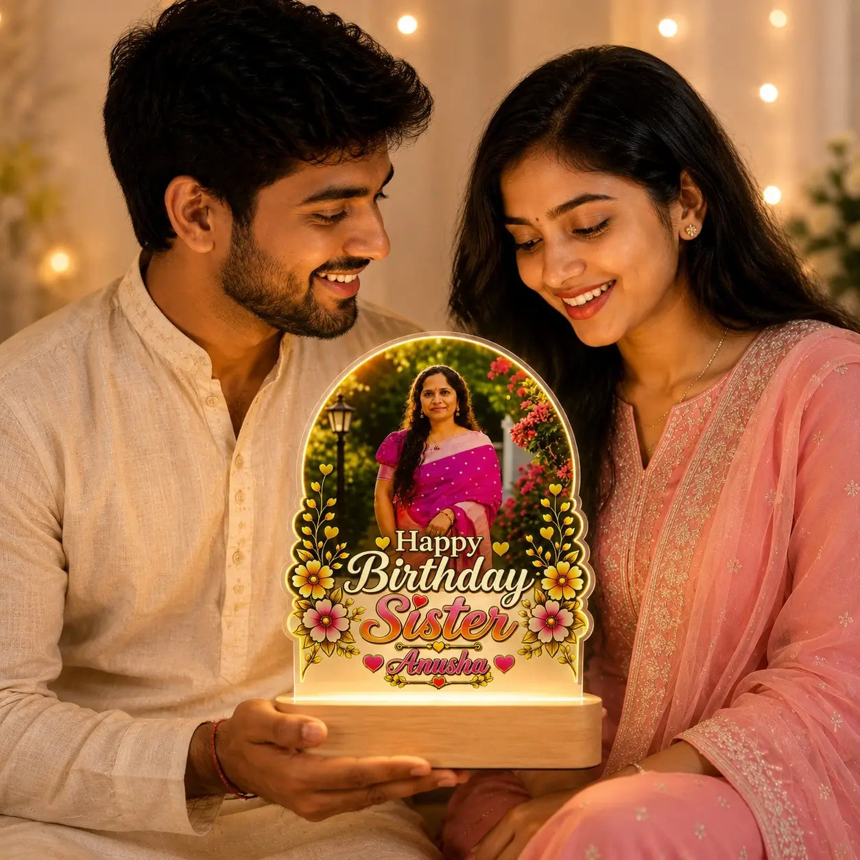Personalized Birthday LED Lamp for Sister |