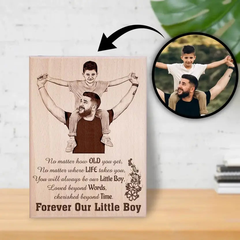 Personalized Wooden Photo Frame for Father & Son |