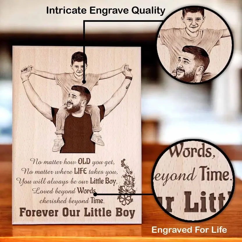 Personalized Wooden Photo Frame for Father & Son |