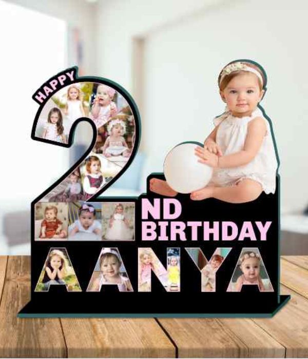 Customized kids 1st Birthday Frame with Name & Photos - 2