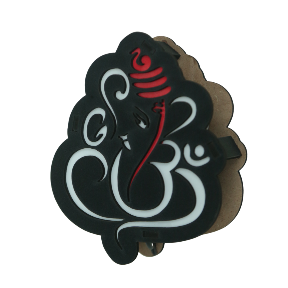 Wooden  Black Wall Lord Ganesha Shape decoration Led Light - 4