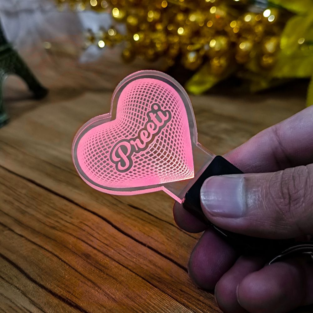Customized Rechargeable 3D Illusion Light Keychain With Name - 4
