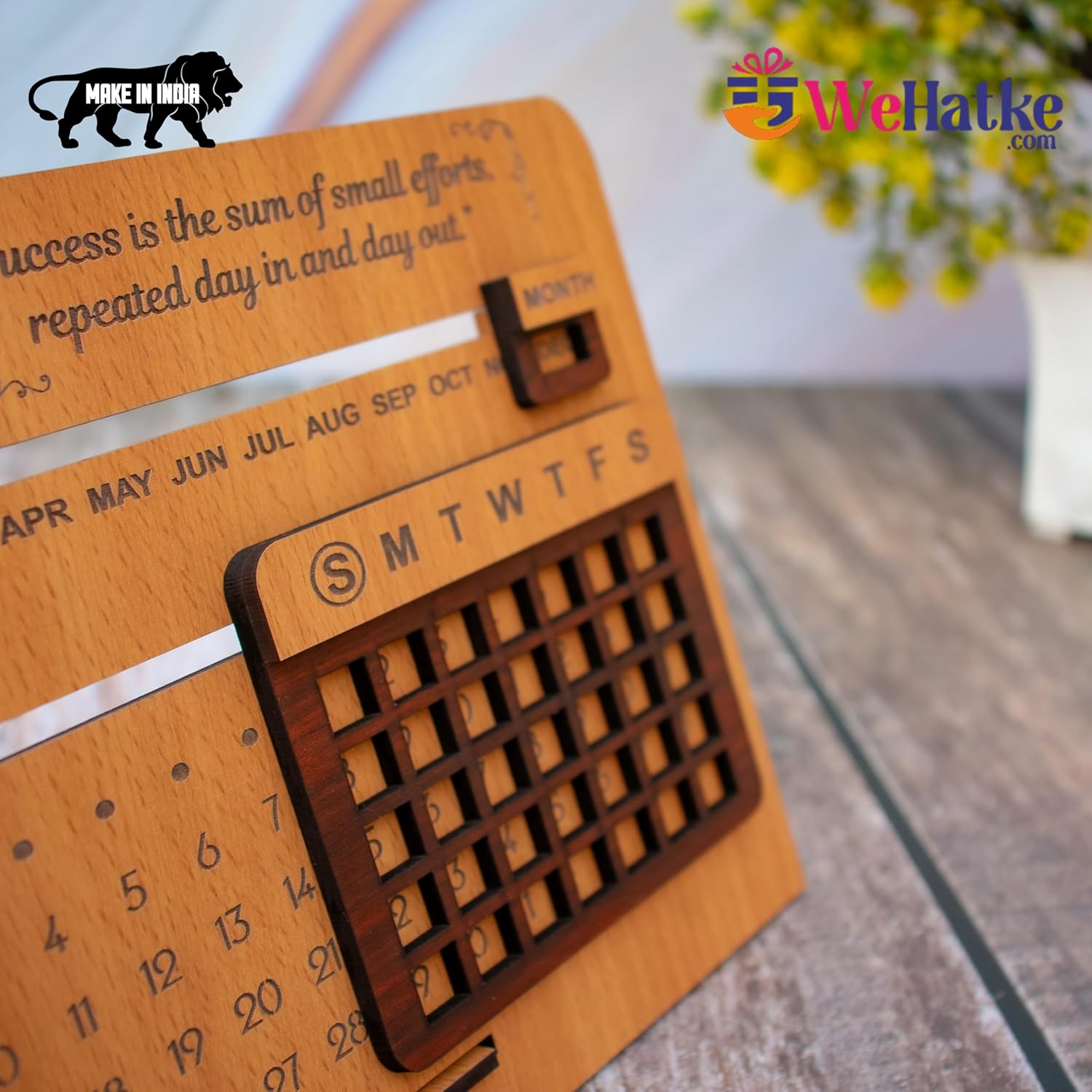 Corporate Wooden Perpetual Desk Calendar Office Gift - 3