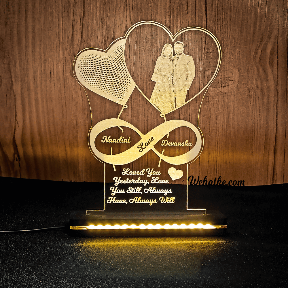 Customized Infinity 3D Heart Led Lamp for Couple - 3
