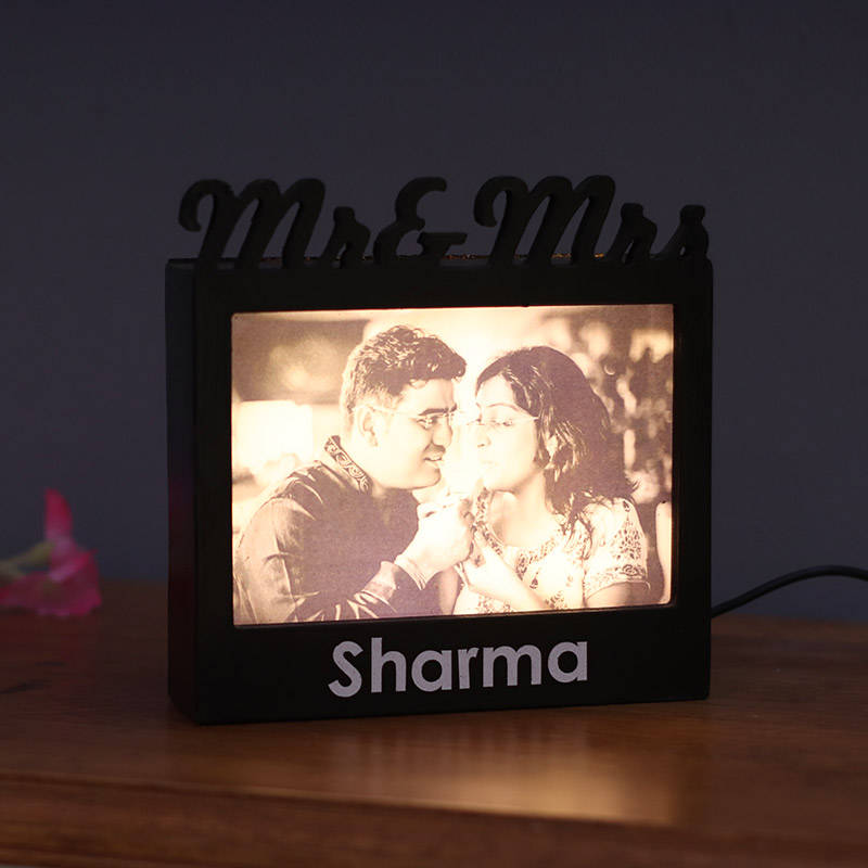 Customized LED Mr & Mrs Frame  with Name & Photo - 2