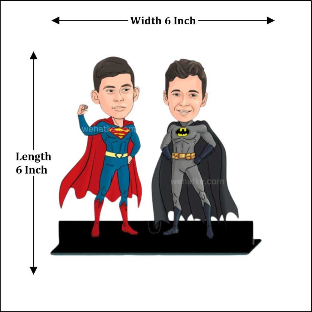 Twin brother & friend caricature with spider man & batman - 4