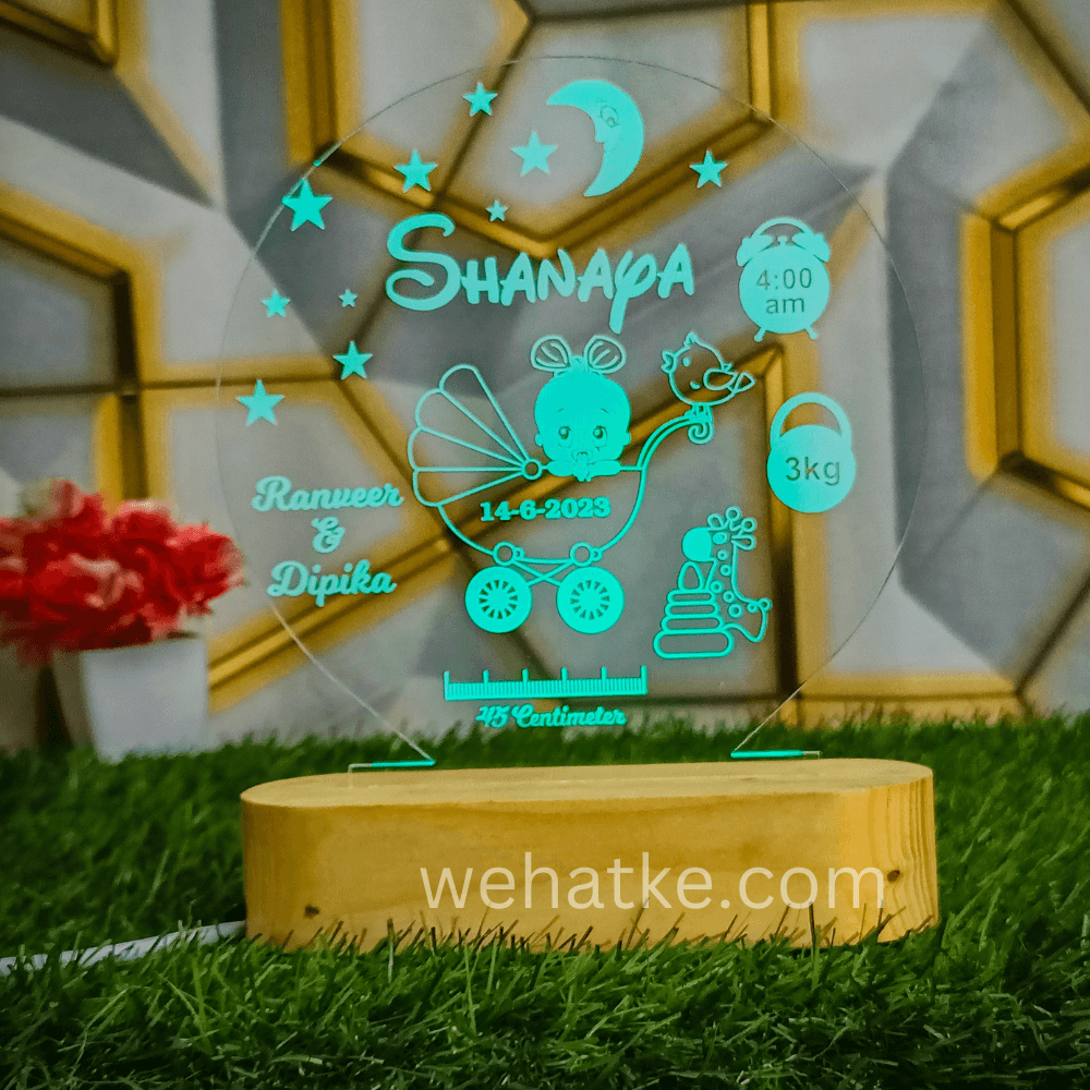 3D Customized Lamp For Baby With Name DOB Time Parents Name - 3