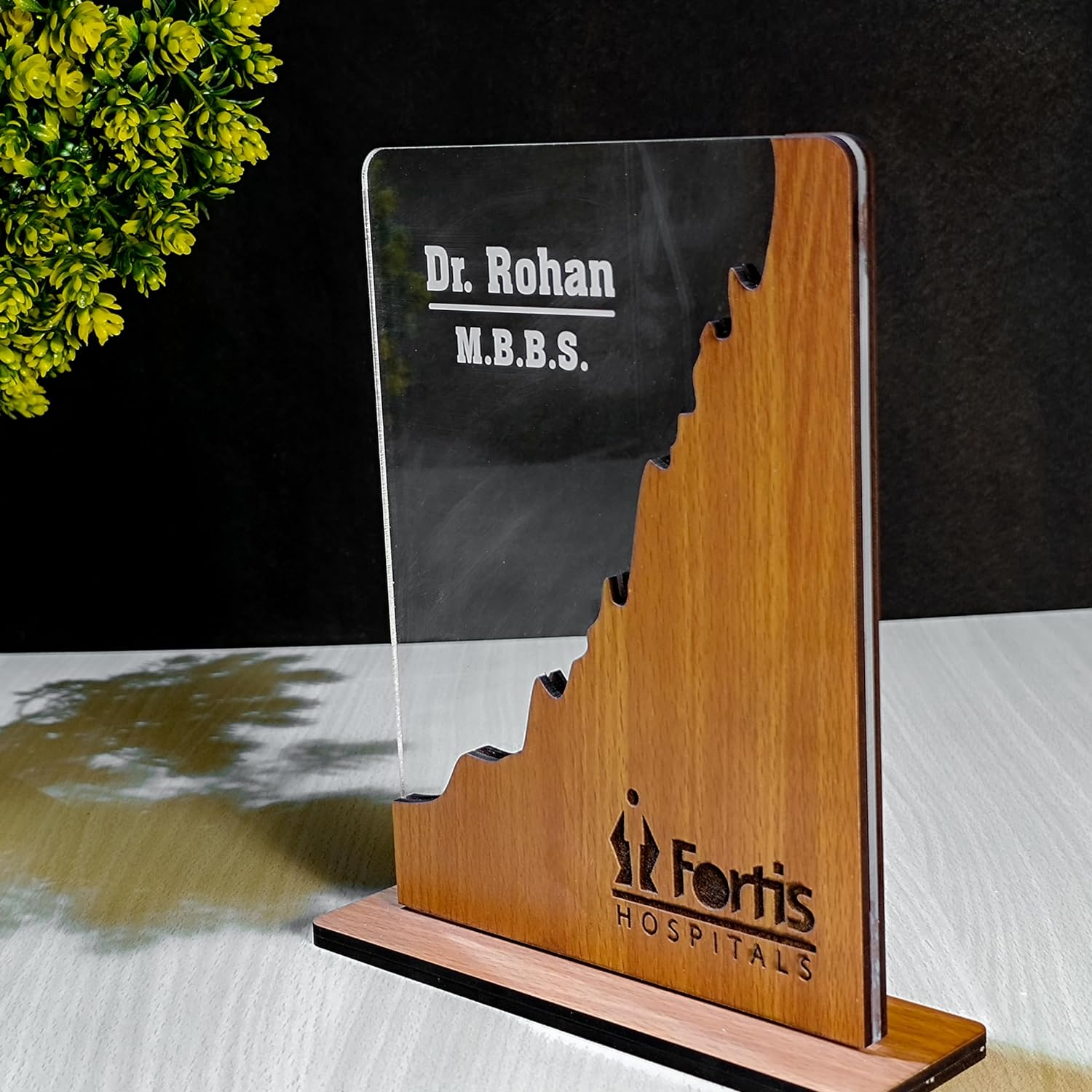 Corporate Wooden & Acrylic Name Plaque – Custom  Award - 2