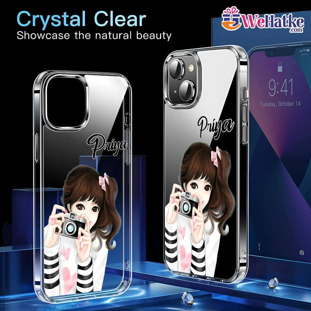 Customized Back Case cute Girl with camera - 4