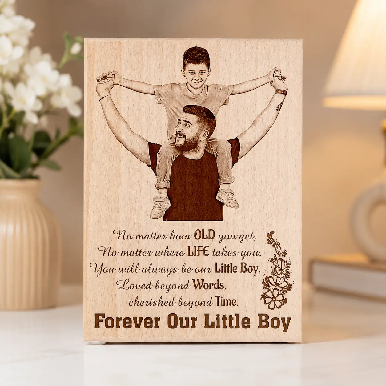 Personalized Wooden Photo Frame for Father & Son |