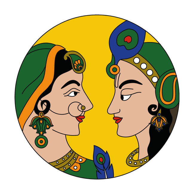 MDF Pre Marked Radhe Krishna Round - 2