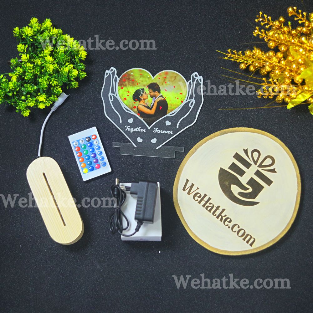 Personalized Hand Holding Couple Photo Special LED Illusion Lamp - 3