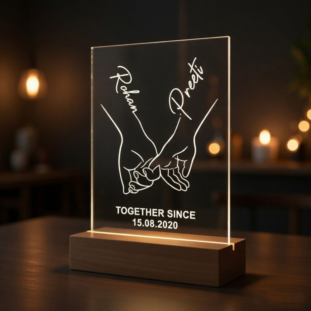 Personalized Couple Hands Anniversary LED Lamp - 4