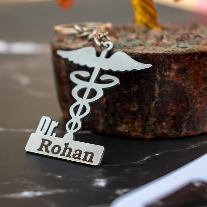 Doctor logo metal keychain With Name - 3