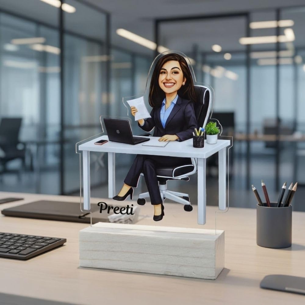 Office Girl Desk Caricature