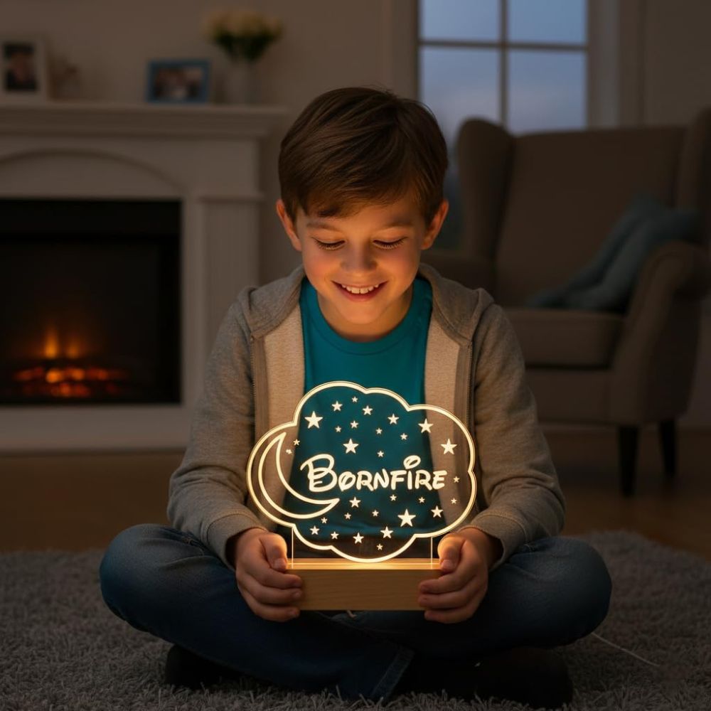Personalized Moon & Stars LED Lamp with Name - 2
